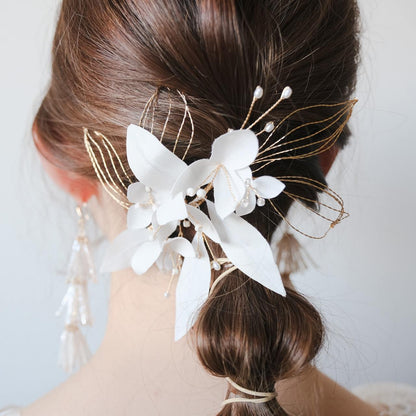 ブライダルヘッドドレス ヘッドコーム フラワー ゴールド p29 【結婚式 ヘアアクセサリー】