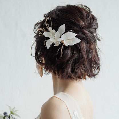 ブライダルヘッドドレス ヘッドコーム フラワー ゴールド p29 【結婚式 ヘアアクセサリー】