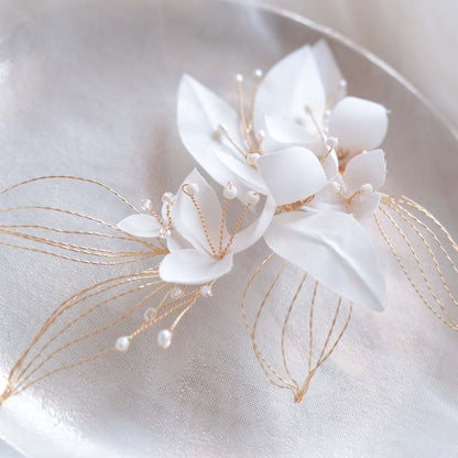 ブライダルヘッドドレス ヘッドコーム フラワー ゴールド p29 【結婚式 ヘアアクセサリー】