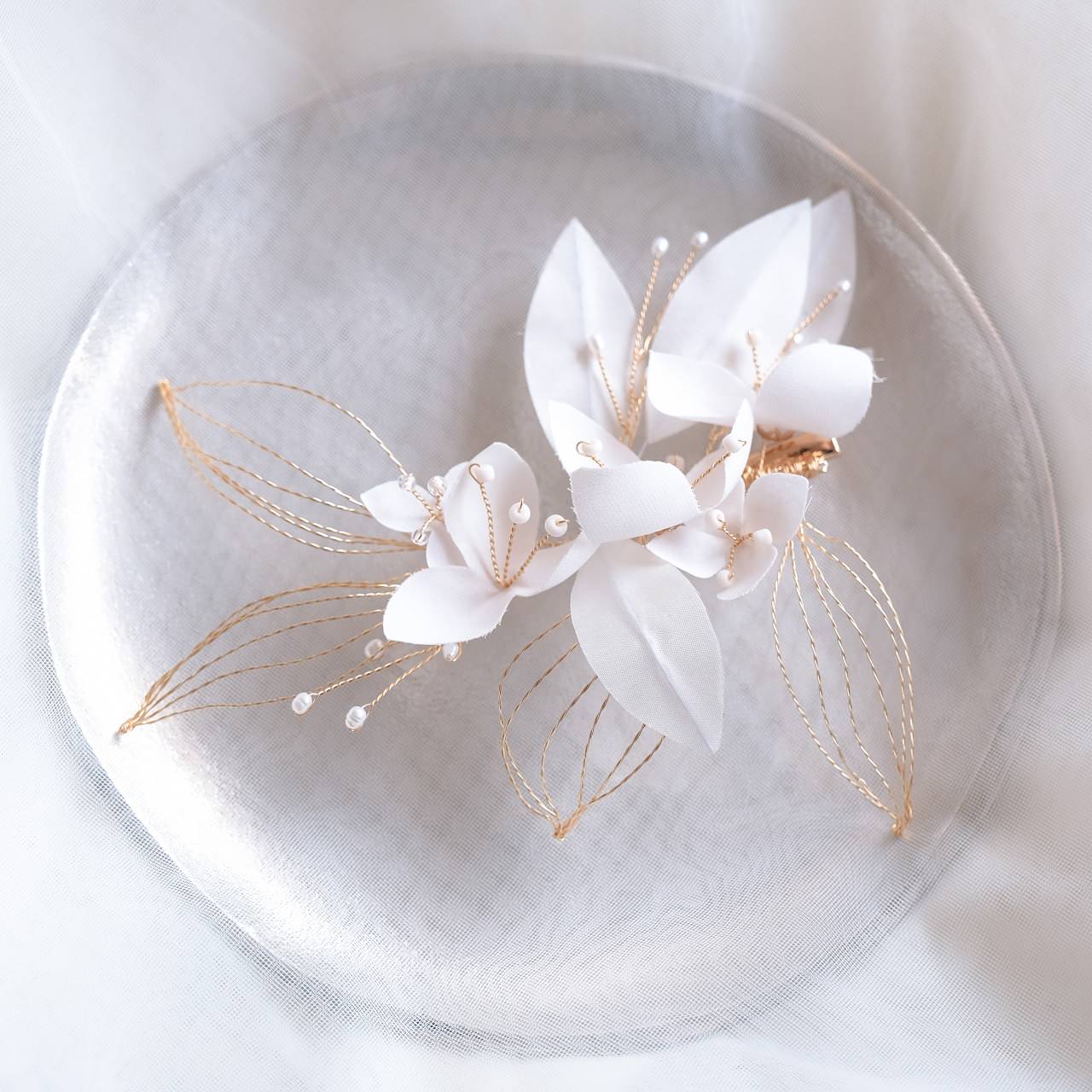 ブライダルヘッドドレス ヘッドコーム フラワー ゴールド p29 【結婚式 ヘアアクセサリー】