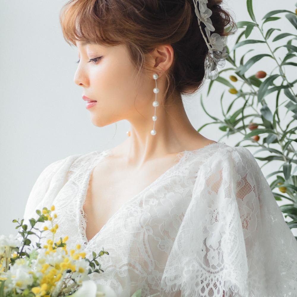 【ピアス】ブライダルピアス パール ラインピアス シルバー q1 【結婚式 ピアス イヤリング】