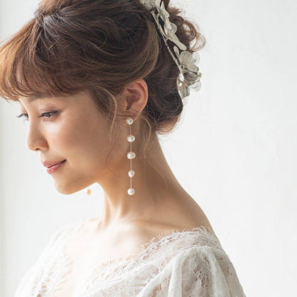 【ピアス】ブライダルピアス パール ラインピアス シルバー q1 【結婚式 ピアス イヤリング】