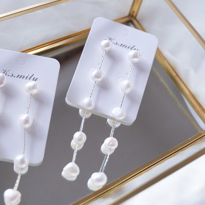 【ピアス】ブライダルピアス パール ラインピアス シルバー q1 【結婚式 ピアス イヤリング】