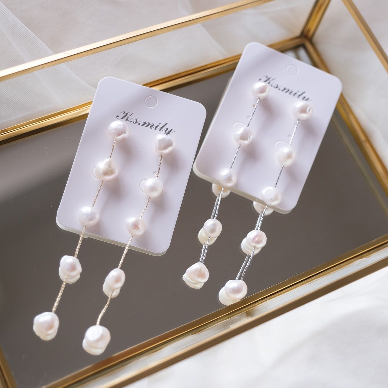 【ピアス】ブライダルピアス パール ラインピアス ゴールド q2 【結婚式 ピアス イヤリング】