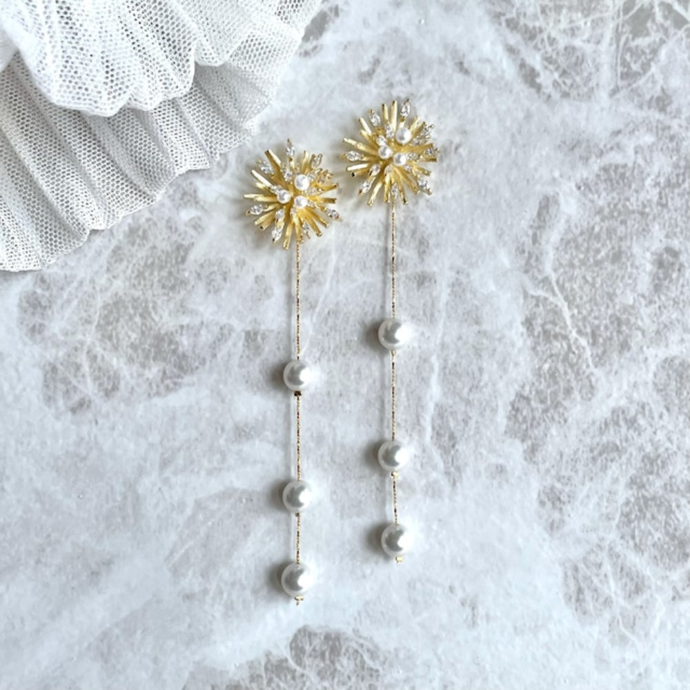 【ピアス・イヤリング】オリジナル商品 / larmeゴールドパールピアス 【結婚式 ピアス イヤリング】