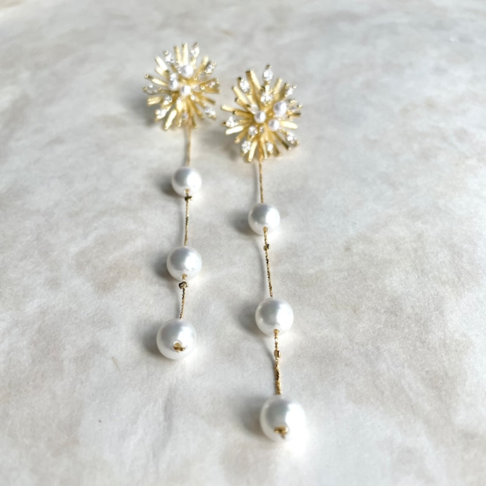 【ピアス・イヤリング】オリジナル商品 / larmeゴールドパールピアス 【結婚式 ピアス イヤリング】
