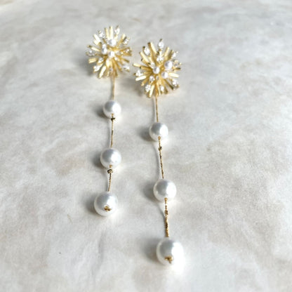 【ピアス・イヤリング】オリジナル商品 / larmeゴールドパールピアス 【結婚式 ピアス イヤリング】