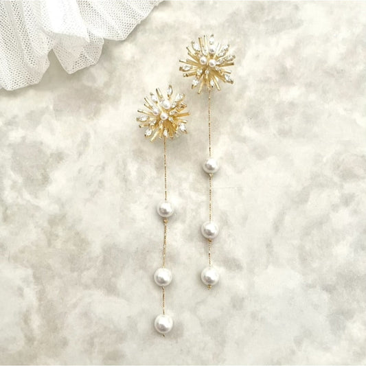 【ピアス・イヤリング】オリジナル商品 / larmeゴールドパールピアス 【結婚式 ピアス イヤリング】