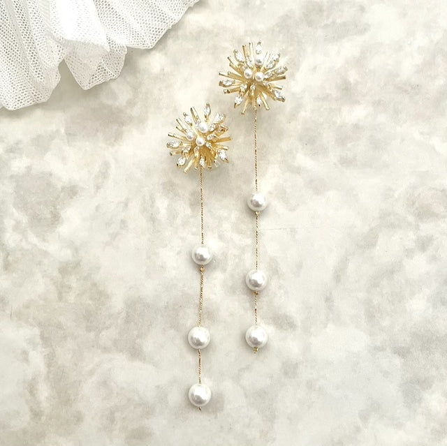 【ピアス・イヤリング】オリジナル商品 / larmeゴールドパールピアス 【結婚式 ピアス イヤリング】