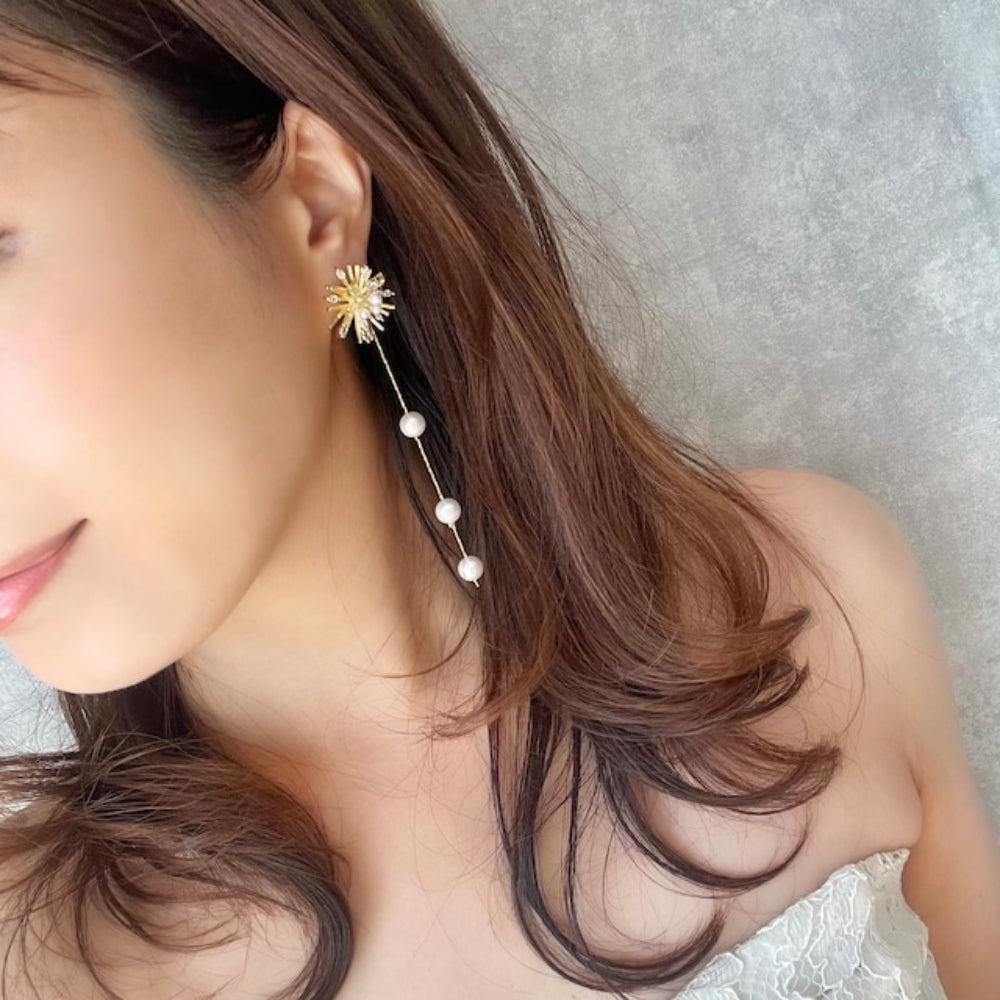 【ピアス・イヤリング】オリジナル商品 / larmeゴールドパールピアス 【結婚式 ピアス イヤリング】