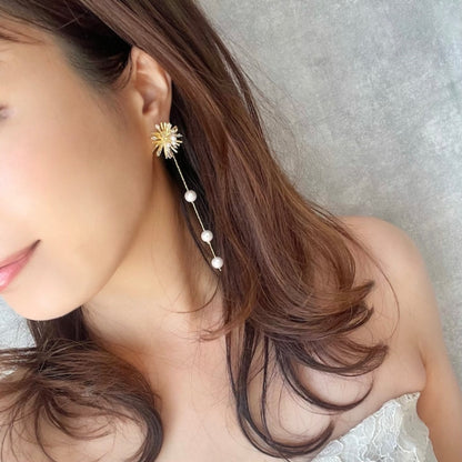 【ピアス・イヤリング】オリジナル商品 / larmeゴールドパールピアス 【結婚式 ピアス イヤリング】