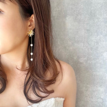 【ピアス・イヤリング】オリジナル商品 / larmeゴールドパールピアス 【結婚式 ピアス イヤリング】