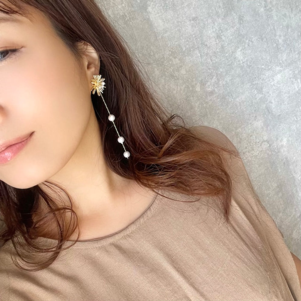 【ピアス・イヤリング】オリジナル商品 / larmeゴールドパールピアス 【結婚式 ピアス イヤリング】