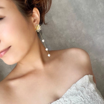 【ピアス・イヤリング】オリジナル商品 / larmeゴールドパールピアス 【結婚式 ピアス イヤリング】