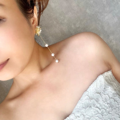 【ピアス・イヤリング】オリジナル商品 / larmeゴールドパールピアス 【結婚式 ピアス イヤリング】