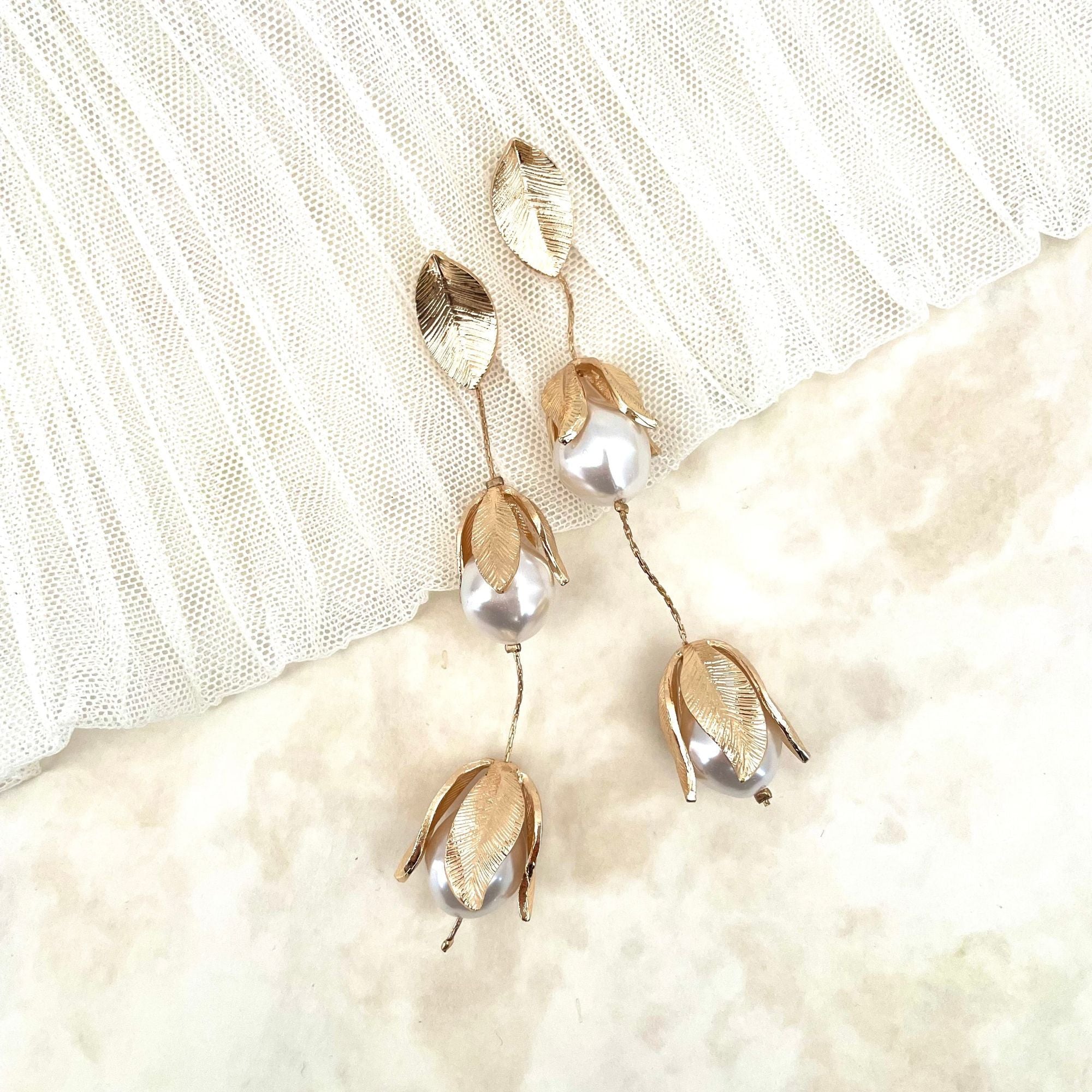 ロング 結婚式 ピアス ビンテージ ジュエリー ゴールド かわいい 絶妙