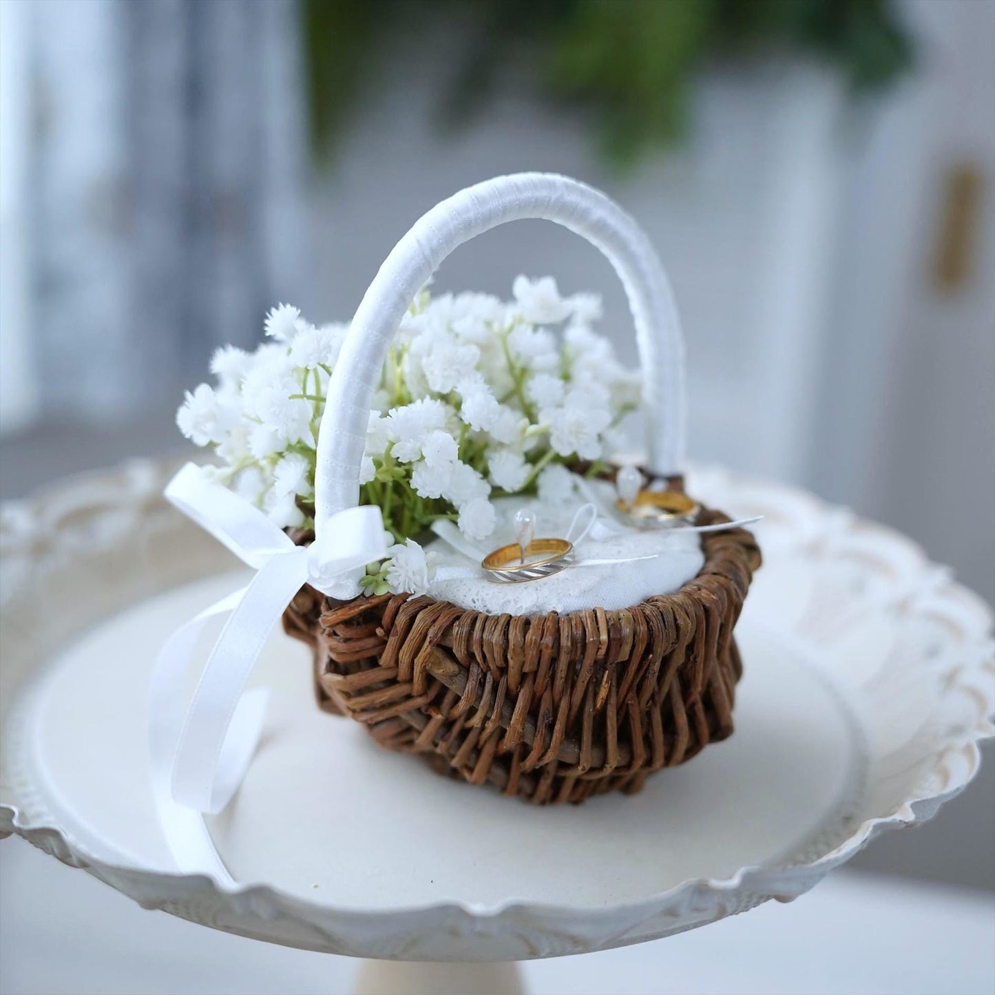 カスミソウのリングピロー 【結婚式 リングピロー】