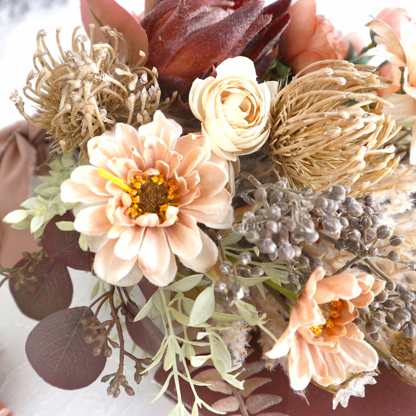 プロテアとパンパスグラスのブーケ＆ブートニアset
