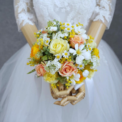 黄色のお花とコスモスのブーケ