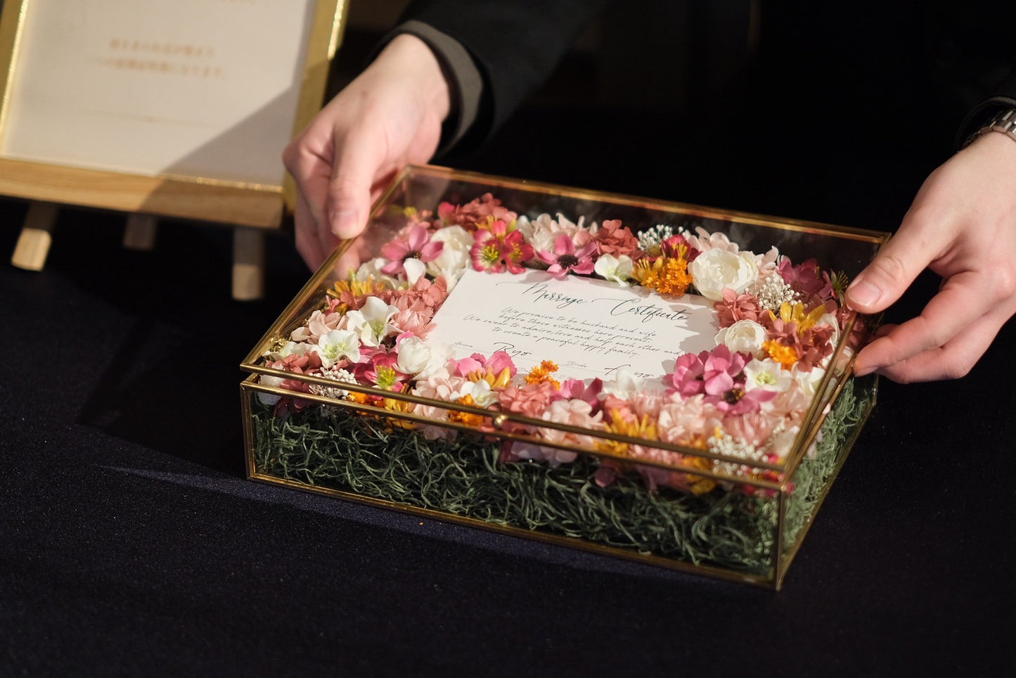 【comme si.】 真鍮のガラスボックス 長方形 60名～120名〈ゲスト参加型結婚証明書〉