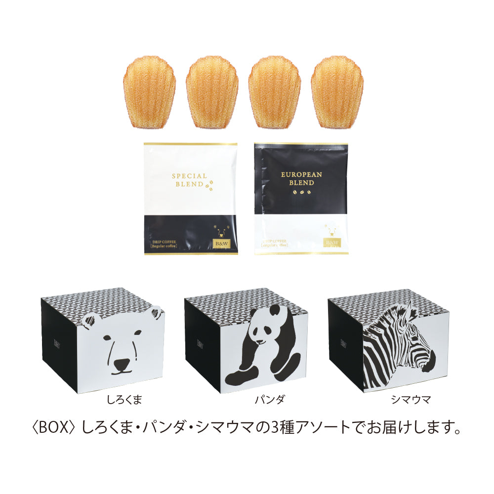 B&W animal プチマドレーヌ&コーヒー　【結婚式　プチギフト　食品】