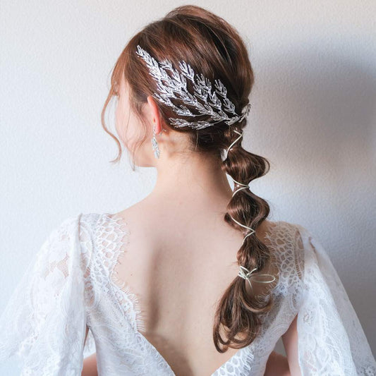 ブライダルヘッドドレス ホーンクラウン 小枝ヘッドドレス シルバー q5 【結婚式　ヘアアクセサリー】