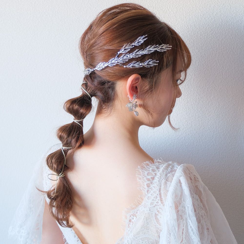 ブライダルヘッドドレス ホーンクラウン 小枝ヘッドドレス シルバー q5 【結婚式　ヘアアクセサリー】