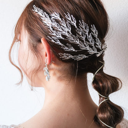 ブライダルヘッドドレス ホーンクラウン 小枝ヘッドドレス シルバー q5 【結婚式　ヘアアクセサリー】