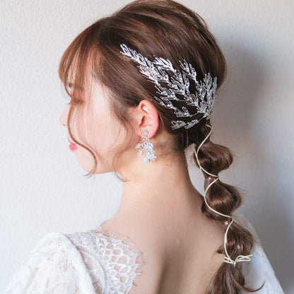 ブライダルヘッドドレス ホーンクラウン 小枝ヘッドドレス シルバー q5 【結婚式　ヘアアクセサリー】