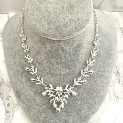 perle silverパールブライダルネックレス&ピアスセット /金属アレルギー対応可能【結婚式 アクセサリーセット】