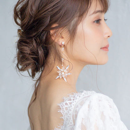 【イヤリング】ブライダルイヤリング 小枝イヤリング ビーズ ゴールド q61 【結婚式 ピアス イヤリング】