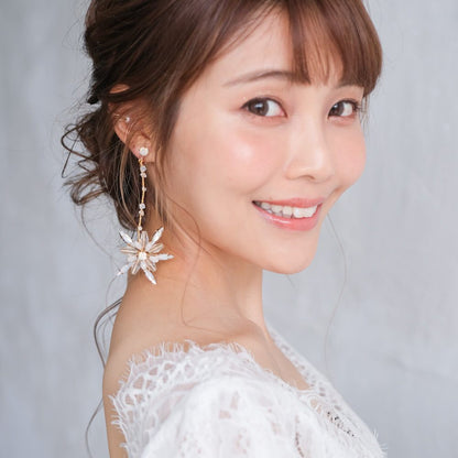 【イヤリング】ブライダルイヤリング 小枝イヤリング ビーズ ゴールド q61 【結婚式 ピアス イヤリング】
