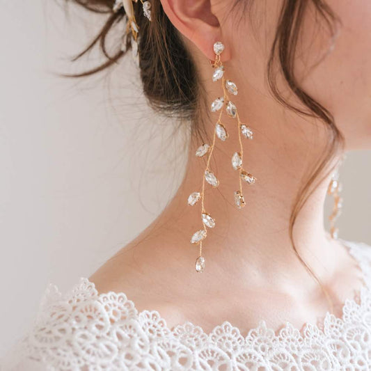 【ピアス】ブライダルピアス 小枝ピアス ビジュー ゴールド q7 【結婚式 ピアス イヤリング】