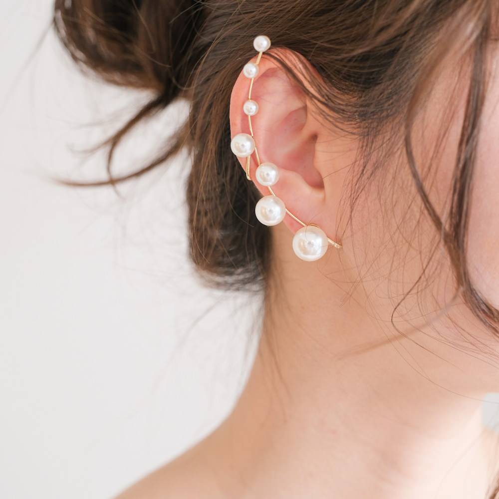 【イヤリング】ブライダルイヤリング イヤーカフ パール ゴールド q8 【結婚式 ピアス イヤリング】