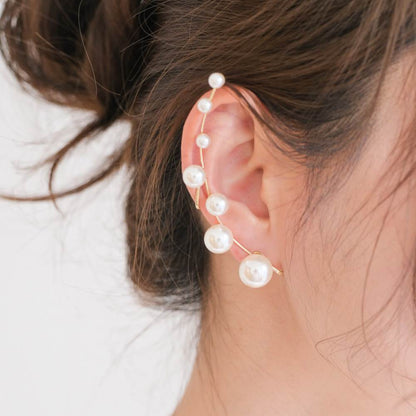 【イヤリング】ブライダルイヤリング イヤーカフ パール ゴールド q8 【結婚式 ピアス イヤリング】