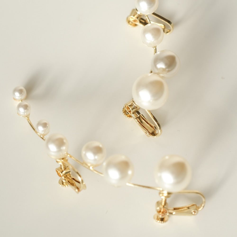 【イヤリング】ブライダルイヤリング イヤーカフ パール ゴールド q8 【結婚式 ピアス イヤリング】