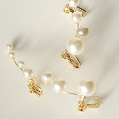 【イヤリング】ブライダルイヤリング イヤーカフ パール ゴールド q8 【結婚式 ピアス イヤリング】