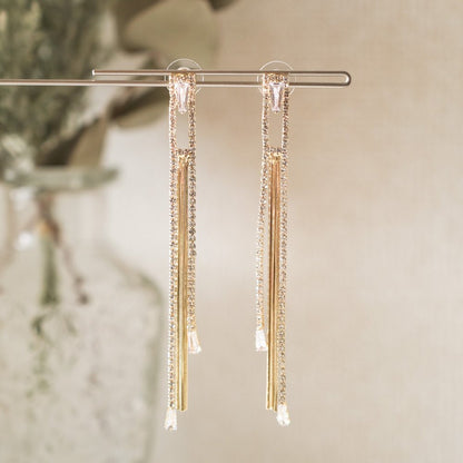 【ピアス】ブライダルピアス ラインピアス ビジュー ゴールド q9 【結婚式 ピアス イヤリング】