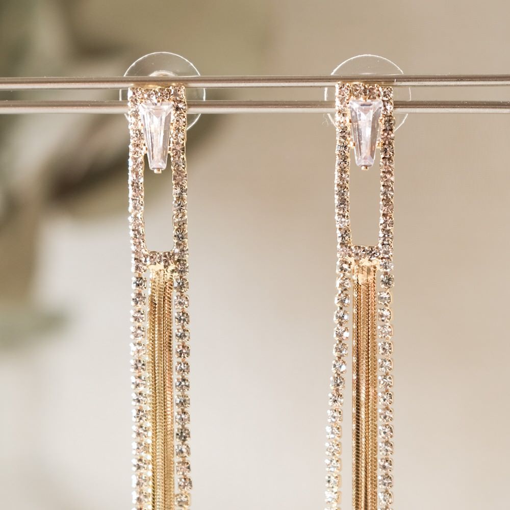 【ピアス】ブライダルピアス ラインピアス ビジュー ゴールド q9 【結婚式 ピアス イヤリング】