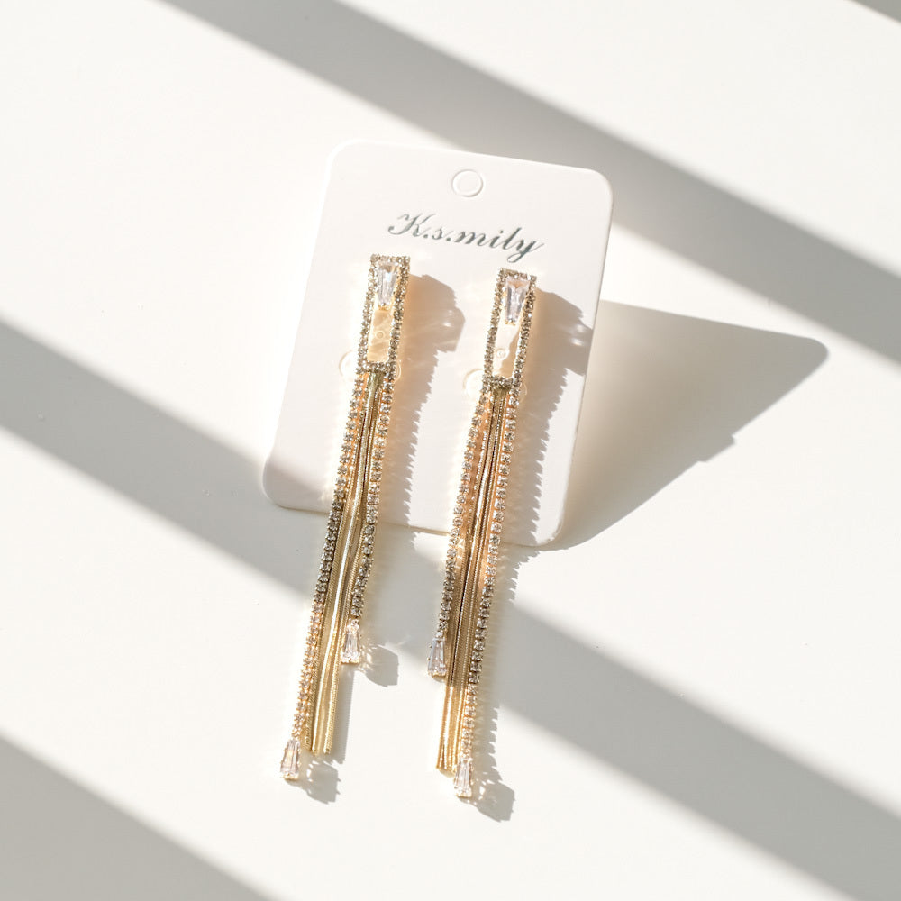 【ピアス】ブライダルピアス ラインピアス ビジュー ゴールド q9 【結婚式 ピアス イヤリング】