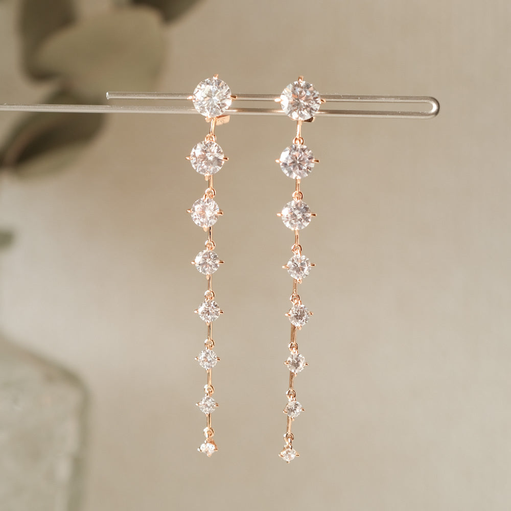 【ピアス】ブライダルピアス ジルコニア ラインピアス ゴールド q11 【結婚式 ピアス イヤリング】