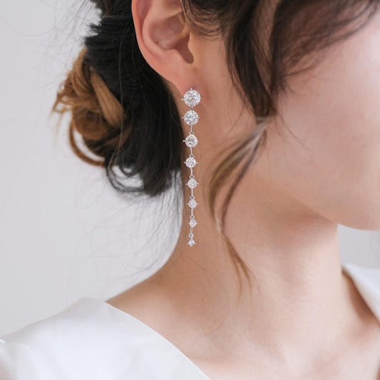 【ピアス】ブライダルピアス ジルコニア ラインピアス シルバー q12 【結婚式 ピアス イヤリング】