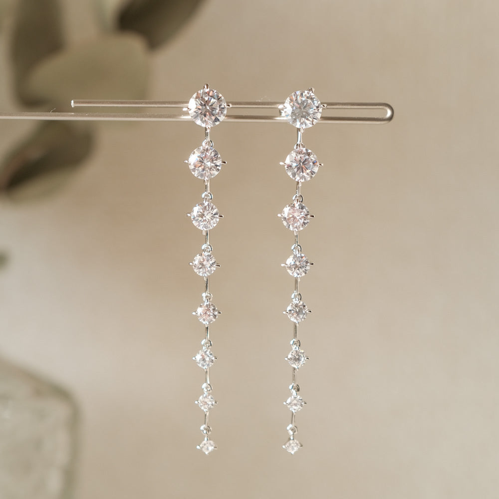 【ピアス】ブライダルピアス ジルコニア ラインピアス シルバー q12 【結婚式 ピアス イヤリング】