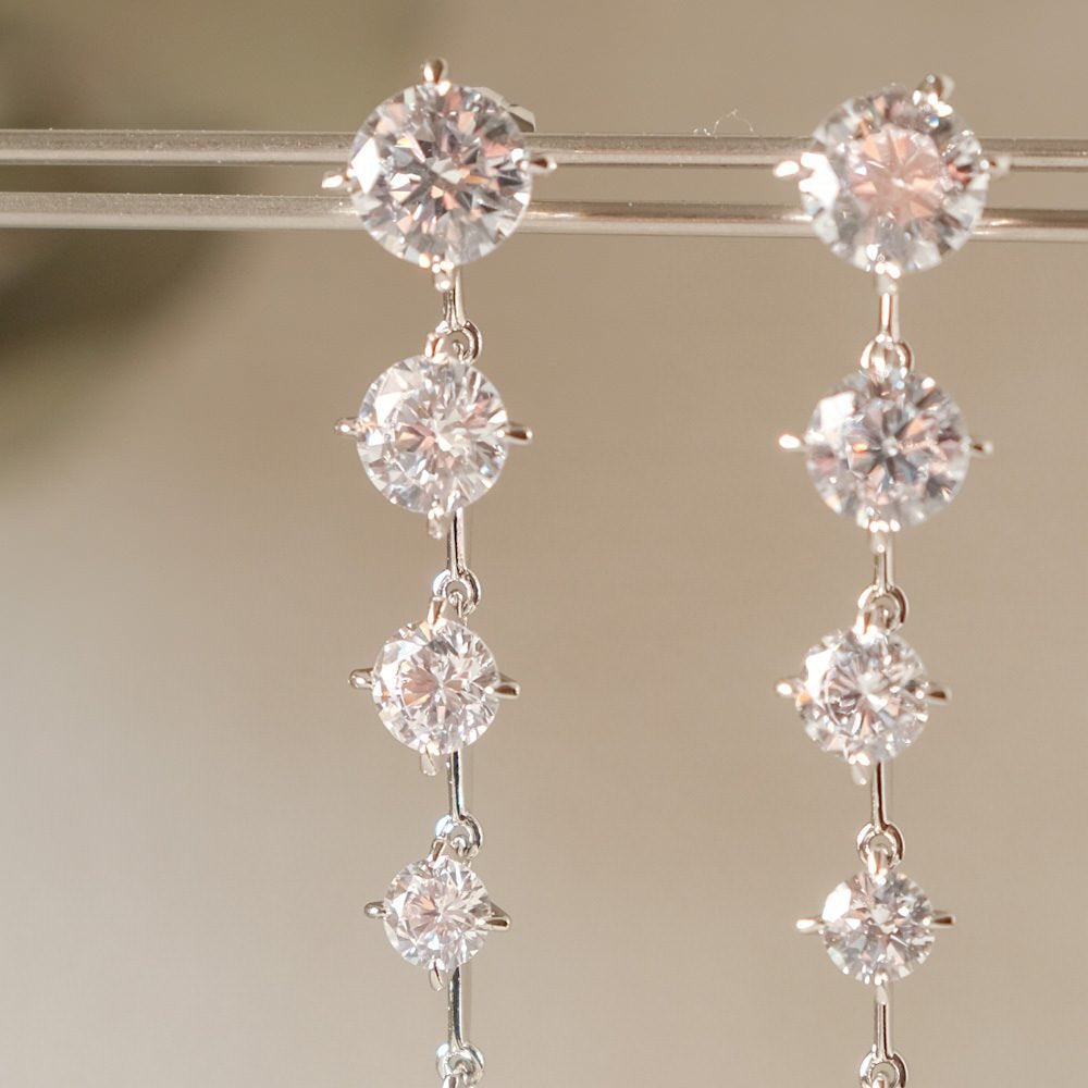 【ピアス】ブライダルピアス ジルコニア ラインピアス シルバー q12 【結婚式 ピアス イヤリング】