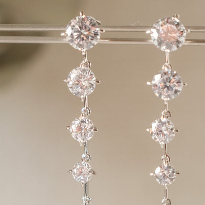 【ピアス】ブライダルピアス ジルコニア ラインピアス シルバー q12 【結婚式 ピアス イヤリング】