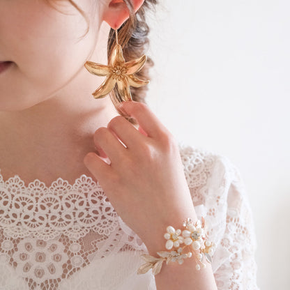 【ピアス】ブライダルピアス アンティークフラワーピアス ゴールド q16 【結婚式 ピアス イヤリング】