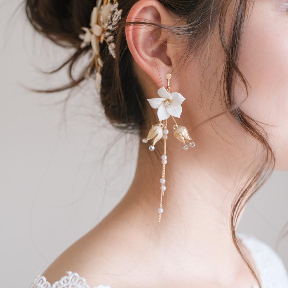 【ピアス】ブライダルピアス アンティークピアス 小枝ピアス ゴールド q17 【結婚式 ピアス イヤリング】