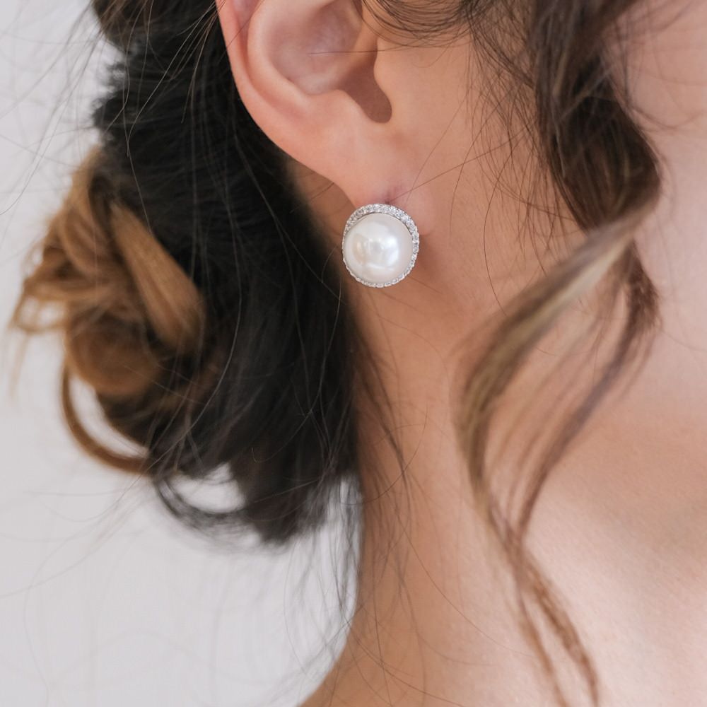 【ピアス】ジルコニア パール ビジュー ウェディング ブライダルピアス q18 【結婚式 ピアス イヤリング】