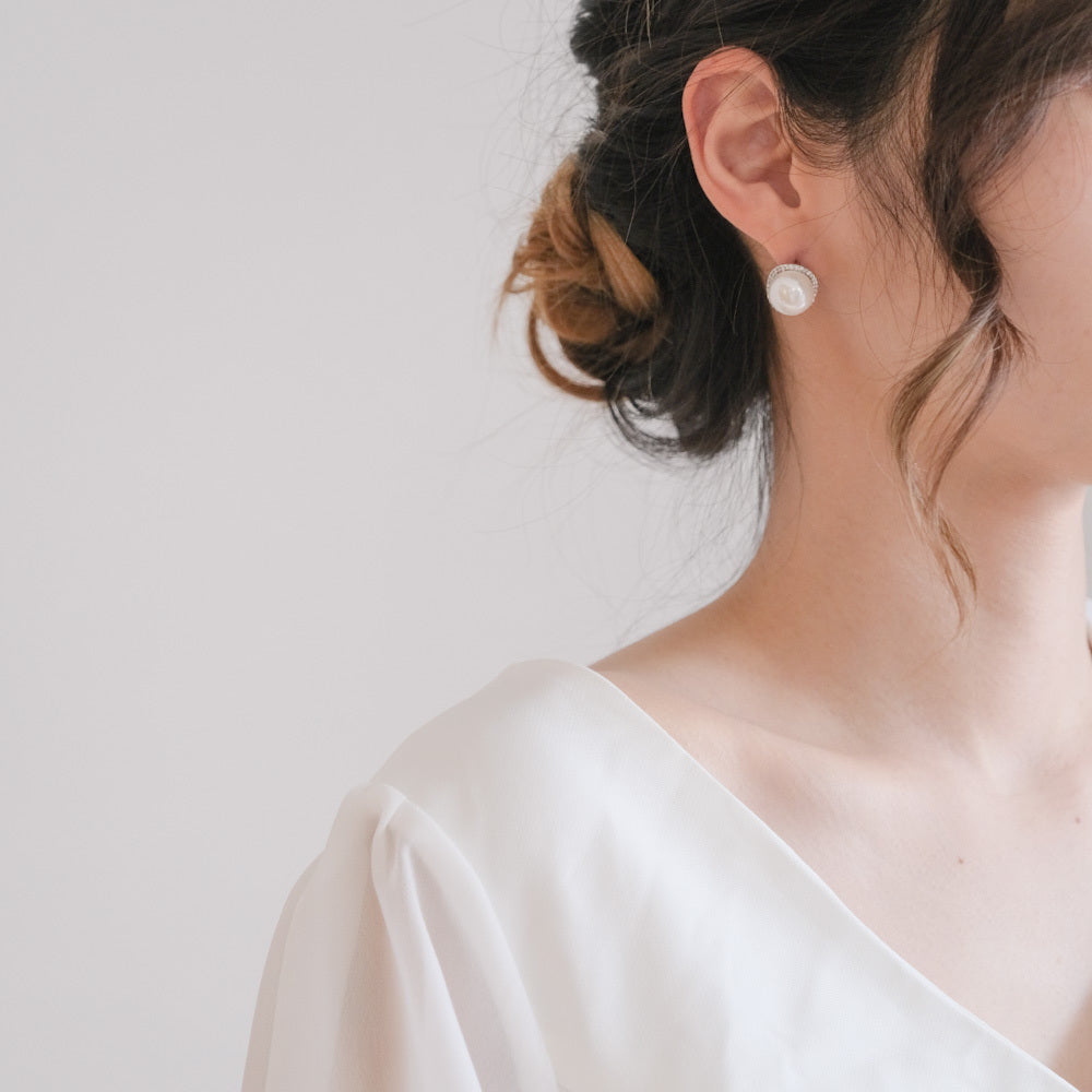 【ピアス】ジルコニア パール ビジュー ウェディング ブライダルピアス q18 【結婚式 ピアス イヤリング】