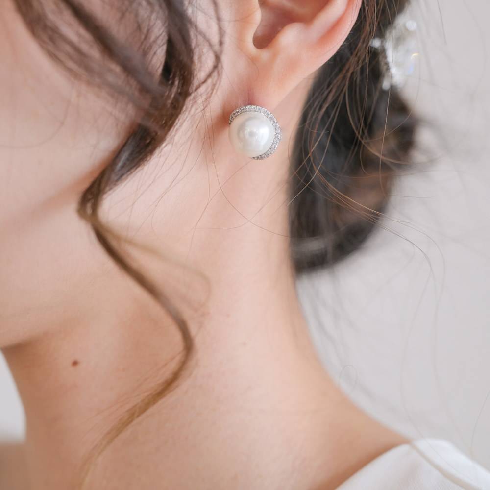 【ピアス】ジルコニア パール ビジュー ウェディング ブライダルピアス q18 【結婚式 ピアス イヤリング】